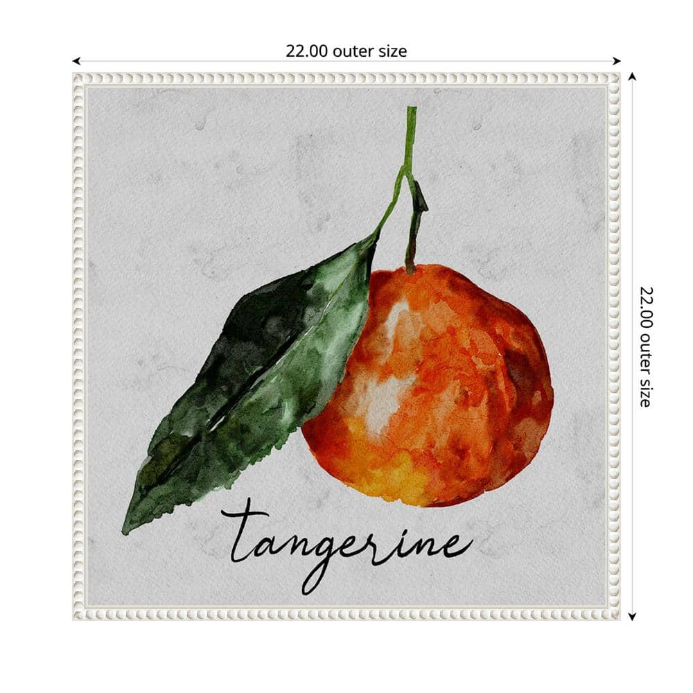 Summertime Citrus III Watercolor Tangerine Canvas Art with White Frame