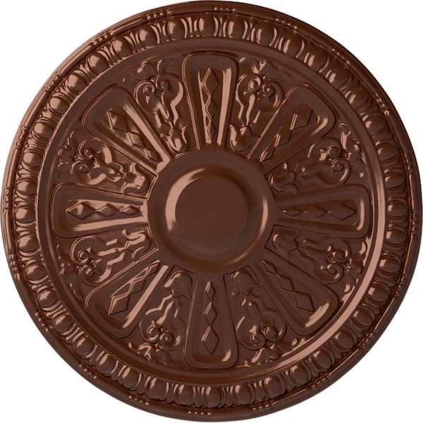 Ekena Millwork 18 in. x 1-1/4 in. Raymond Urethane Ceiling Medallion (Fits Canopies upto 5-3/8 in.) Hand-Painted Copper Penny