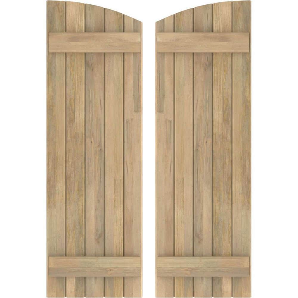 17-1/2 in. W x 72 in. H Americraft Exterior Real Wood Joined Board and Batten Shutters Elliptical Top Unfinished price history on PriceWatchPro
