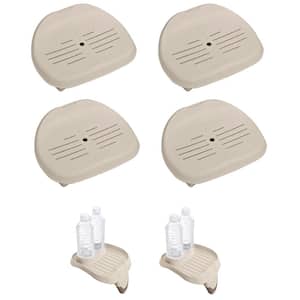 Slip Resistant Spa Seat (4-Pack) and Cup Holder and Refreshment Tray (2-Pack)