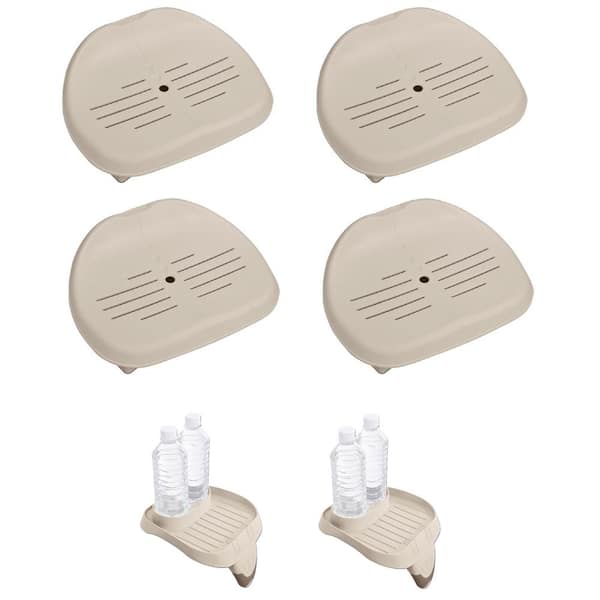 Intex Slip Resistant Spa Seat (4-Pack) and Cup Holder and Refreshment Tray (2-Pack)