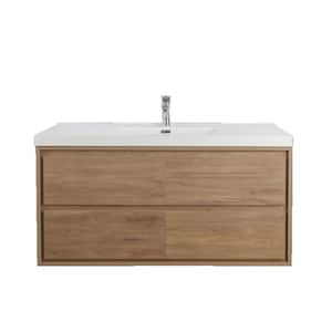 Sage 47 in. W Bath Vanity in White Oak with Reinforced Acrylic Vanity Top in White with White Basin