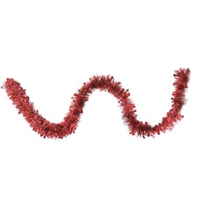 50 ft. Unlit Shiny Red Christmas Tinsel Garland with Polka Dots