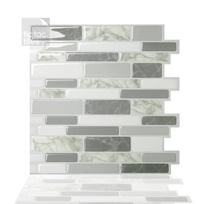 Tic Tac Tiles Mosaic Mintgray 10 In W X 10 In H Peel And Stick Self Adhesive Decorative Mosaic Wall Tile Backsplash 5 Tiles Hd Sqw10 5 The Home Depot
