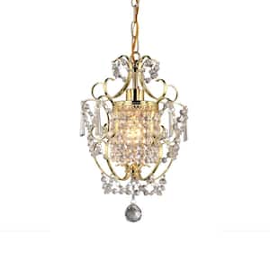 Emily 11 in. Gold Indoor Crystal Chandelier with Shade