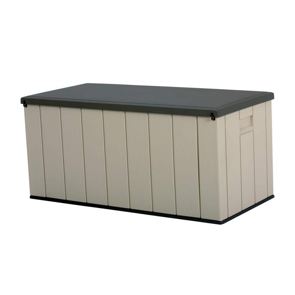 Lifetime 150 Gallon Lockable Beige and Brown Plastic Deck Box