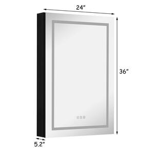 24 in. W x 36 in. H Rectangular Silver Aluminum Surface Mount Medicine Cabinet with Mirror
