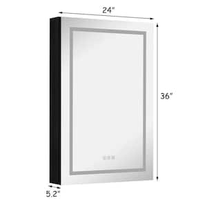24 in. W x 36 in. H Rectangular Silver Aluminum Surface Mount Medicine Cabinet with Mirror