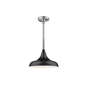R Series 1-Light 15 in. Satin Black Modified Warehouse Shade
