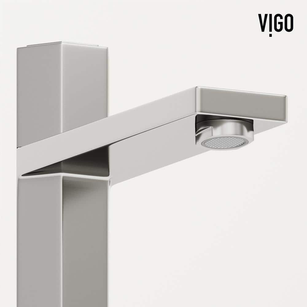 Nova Elegance Tall Rectangular Spout Bathroom Vessel Faucet in Brushed Nickel