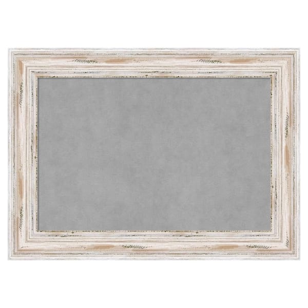 Amanti Art Alexandria White Wash 29 in. x 21 in. Framed Magnetic Board