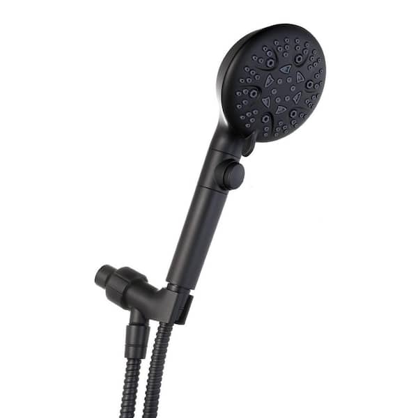 1-Piece 8-Mode High Pressure Handheld Shower Head in Black with On Off Switch, 79 in. Hose, Bracket and Adhesive Holder