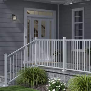 Classic Square 34 in. x 70-1/2 in. Textured White Aluminum Stair Railing Kit