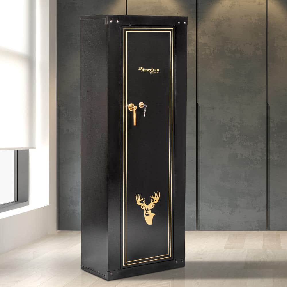 Black Steel 10-Gun Keyed Lockable Security Cabinet