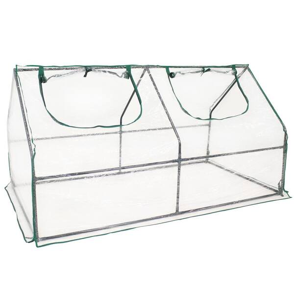 Sunnydaze Decor Sunnydaze ft. 11 in. x ft. 11 in. x ft. 11.5 in. Portable  Mini Cloche Greenhouse with Zippered Doors Clear HGH-956 The Home Depot