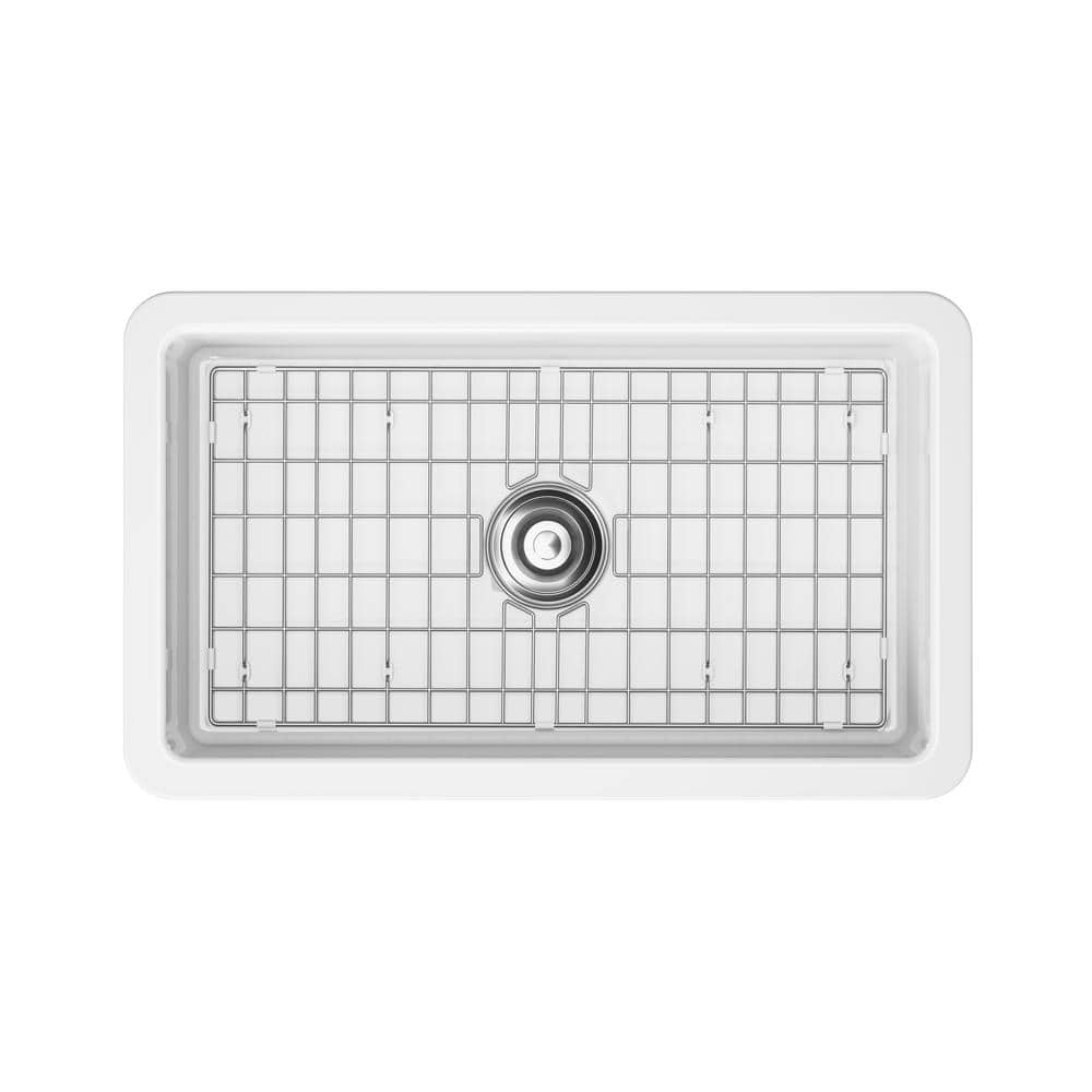 White Fireclay 32 in. Single Bowl Drop-In Kitchen Sink