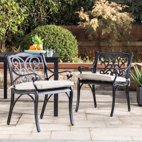 Cast Aluminum Outdoor Dining Chairs Set, Outdoor Fabric Dining Chairs