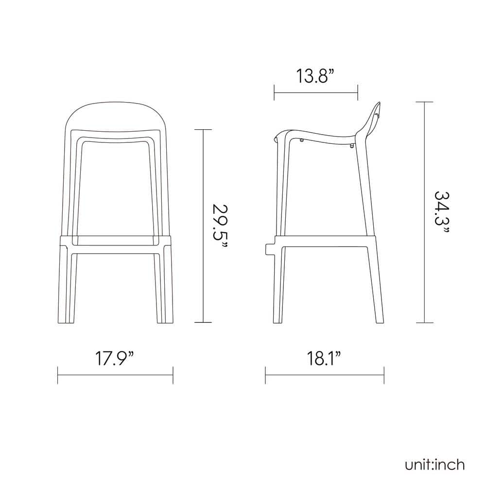 Joyous 35" Orange Resin Saddle Style Bar Stool Set