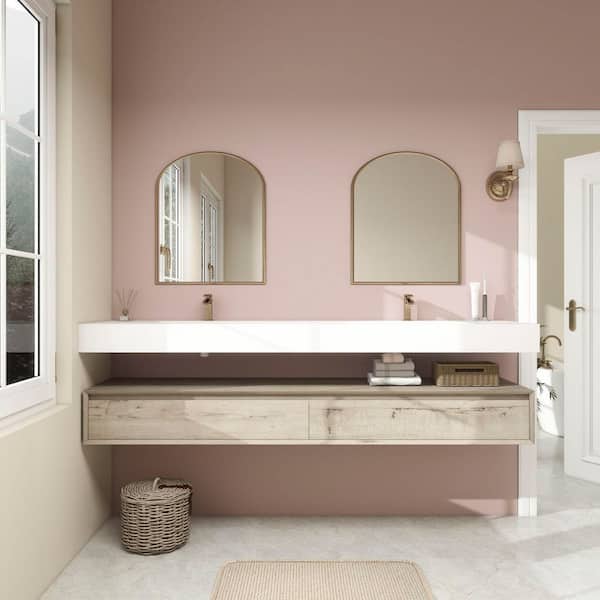 Alysa 84 in. W. x 20 in. D x 23 in. H Double Sink Floating Bath Vanity in Light Oak with White Acrylic Top
