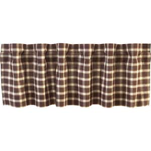 Rory 60in. W x 16in. L Cotton Straight Edge Rod Pocket Rustic Kitchen Curtain Valance in Brown