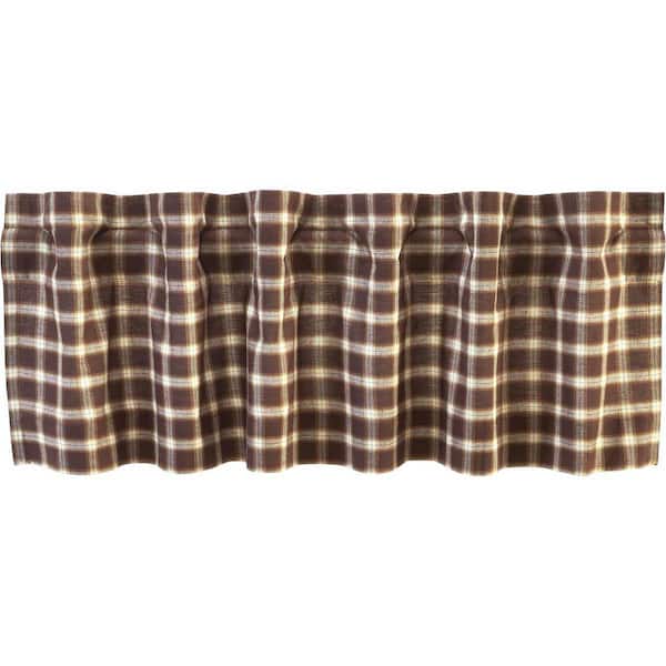 VHC BRANDS Rory 60in. W x 16in. L Cotton Straight Edge Rod Pocket Rustic Kitchen Curtain Valance in Brown