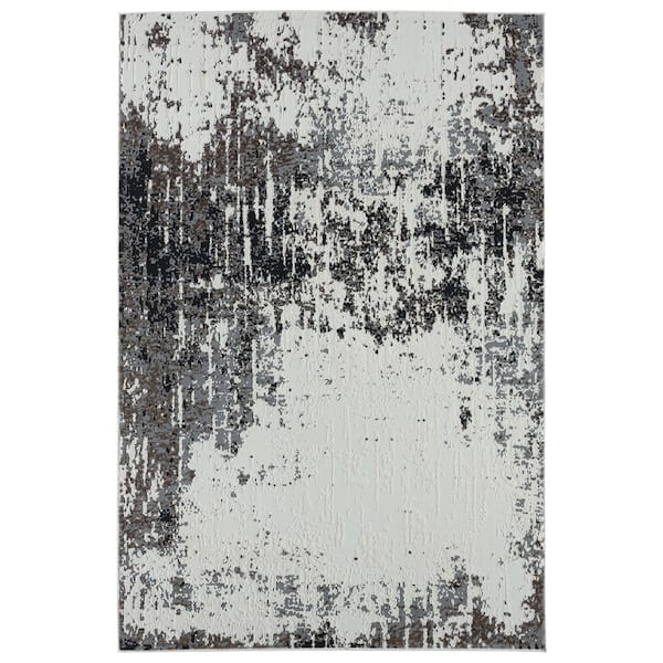 Abani Aspen Grey 6 ft. x 9 ft. Abstract Polyester Area Rug
