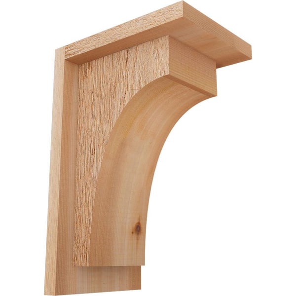 Ekena Millwork 6 in. x 8 in. x 12 in. Huntington Rough Sawn Western Red Cedar Corbel with Backplate