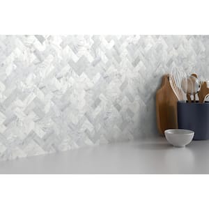 Link White 12.01 in. x 17.99 in. Herringbone Honed Marble Mosaic Tile (1.5 sq. ft./Each)