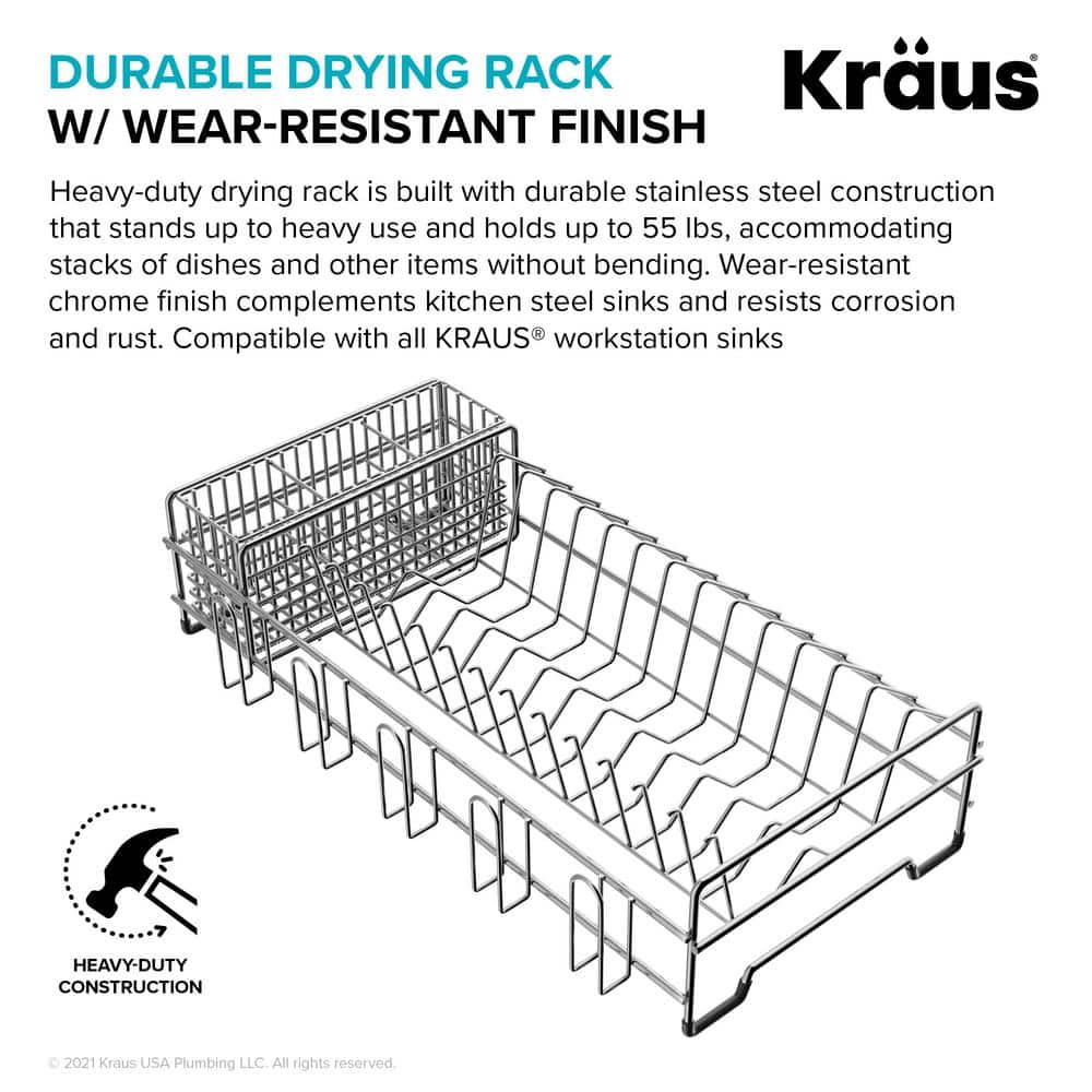 Stainless Steel Over-the-Sink Dish Drying Rack with Utensil Holder
