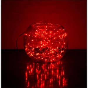 100-Light 20 ft. Red Solar Integrated LED String Light (4-Pack)