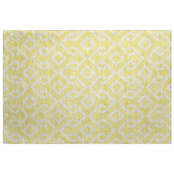 Dream Shag Premium Machine Washable Abstract ADS621 Yellow 2 ft. x 3 ft. Accent Rug