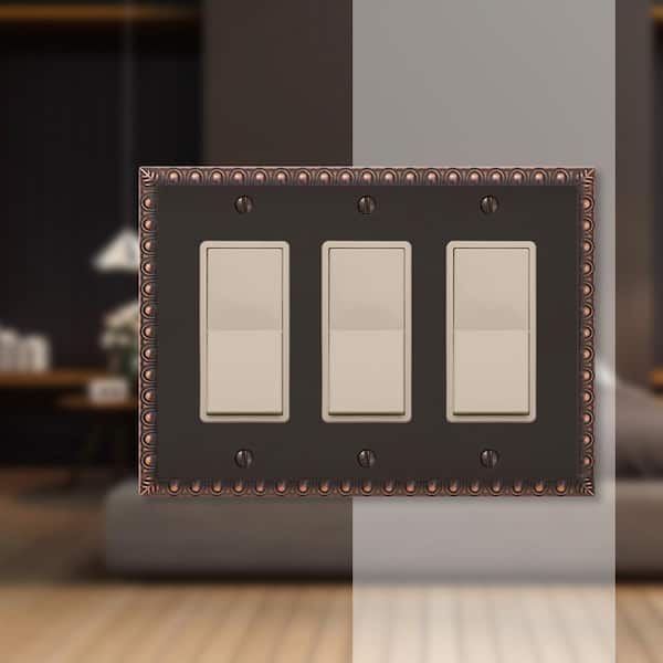 Antiquity 3 Gang Rocker Metal Wall Plate - Aged Bronze