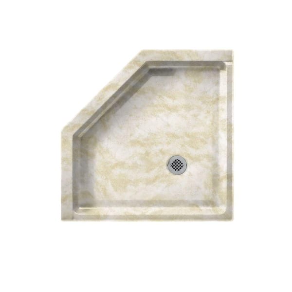 Swan 38 in. L x 38 in. W Corner Shower Pan Base with Center Drain in Cloud White