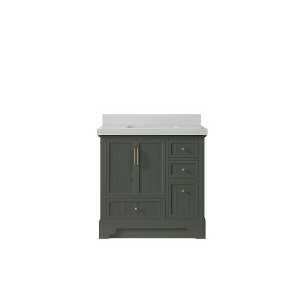 Willow Collections Alys 36 in. W x 22 in. D x 36 in. H Single Sink Bath Vanity Center in Pewter Green with 2 in. Carrara Qt. Top