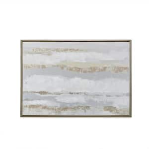 Anky 1-Piece Framed Art Print 39.65 in. x 27.65 in. Gold Foil and Hand Embellished Abstract Framed Canvas Wall Art