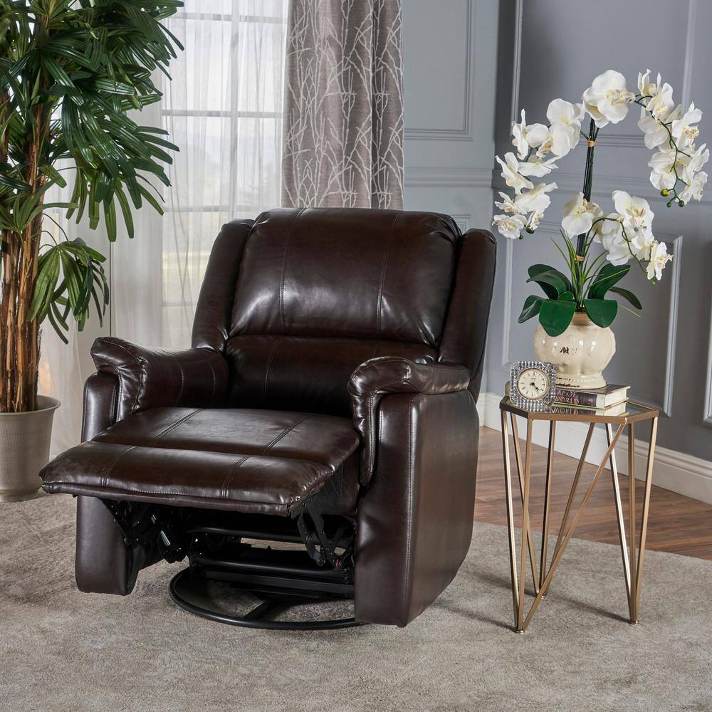 Jemma Brown Leather Swivel Recliner Chair