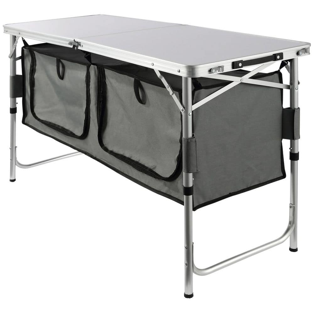 SKYSHALO Camping Kitchen Table, MDF Camping Table, 3 Adjustable Heights, Quick set-up Folding Camping Table with A Carrying Bag CWJKYDCFHSHSB10K7V0-250311 - The Home Depot