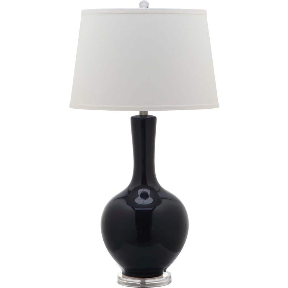 Blanche Navy Ceramic Table Lamp Set with White Cotton Shade