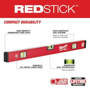 72 in. REDSTICK Box Level with 10 in. 360 Locking Die Cast Torpedo Level (2-Piece)