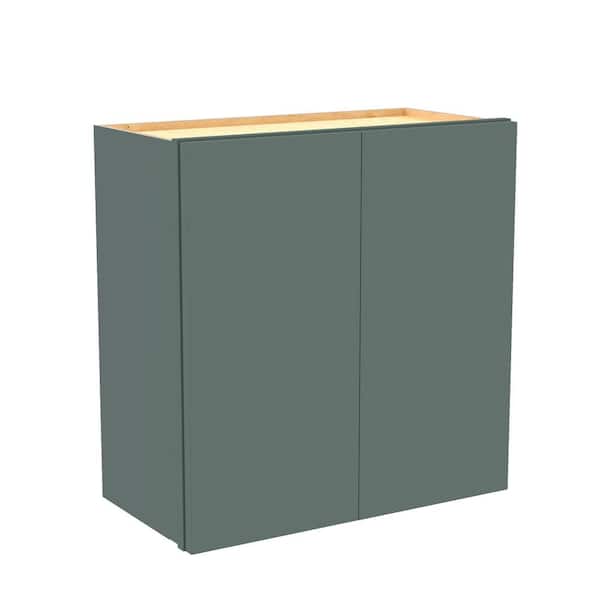Home Decorators Collection Hargrove 24 in. W x 12 in. D x 24 in. H Assembled Plywood Wall Bridge Kitchen Cabinet in Verdant Green with Soft Close