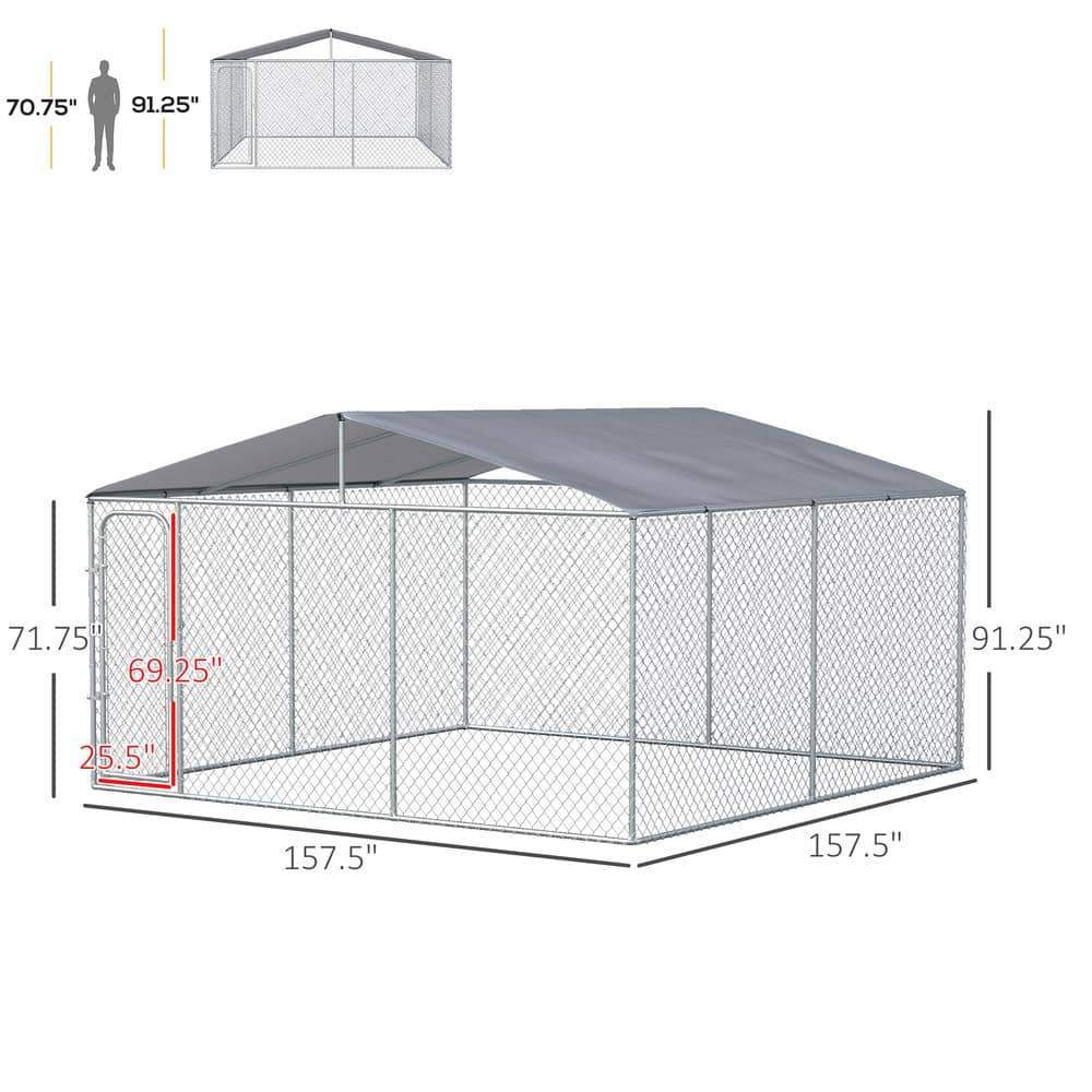 PawHut Large Outdoor Metal Dog Kennel with Roof