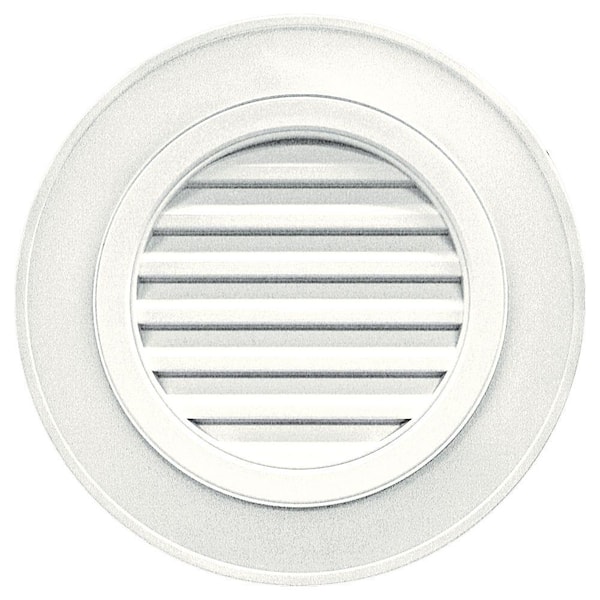 Builders Edge 28 in. x 28 in. Round White Plastic Built-in Screen Gable Louver Vent