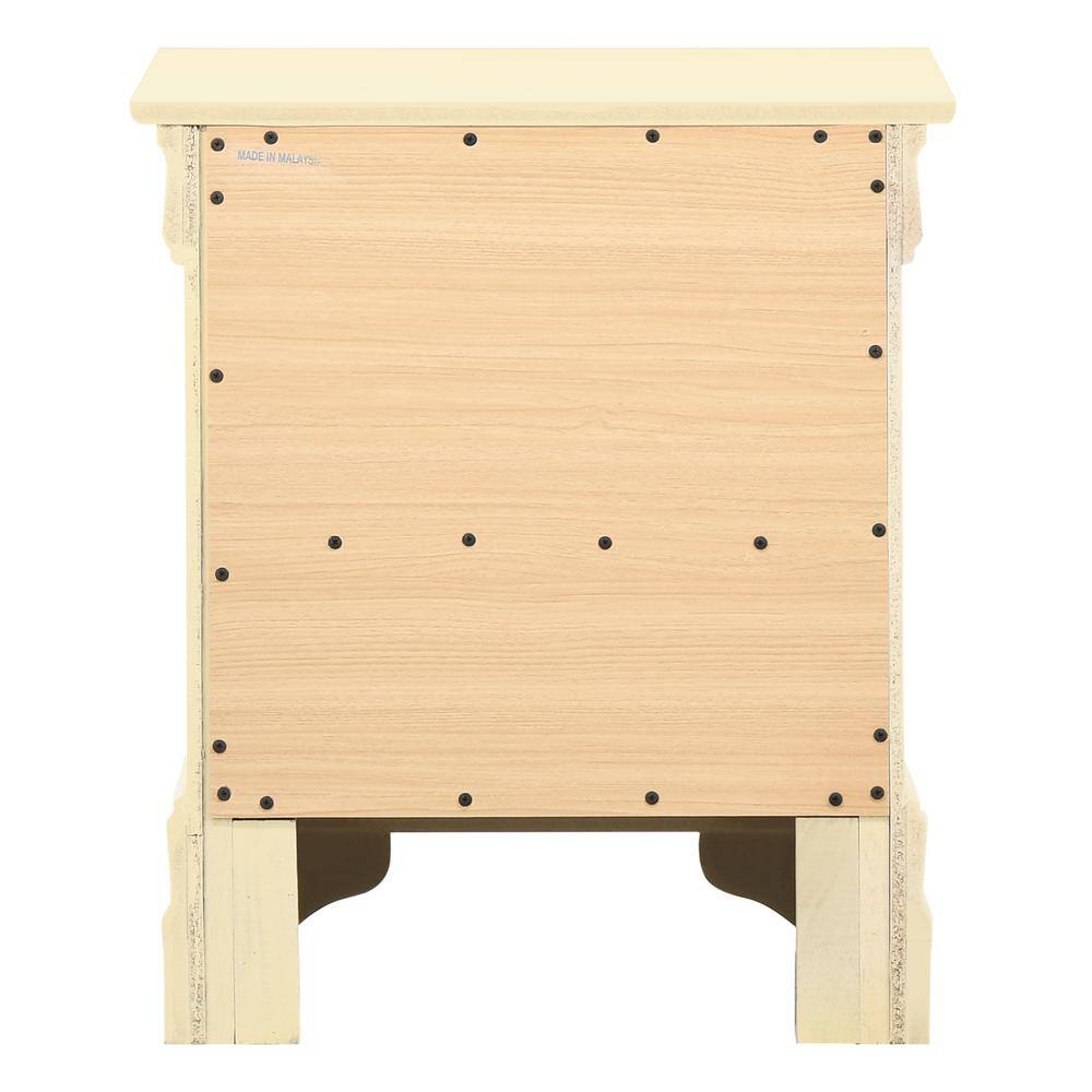 Beige Louis Philippe 2-Drawer Wooden Nightstand