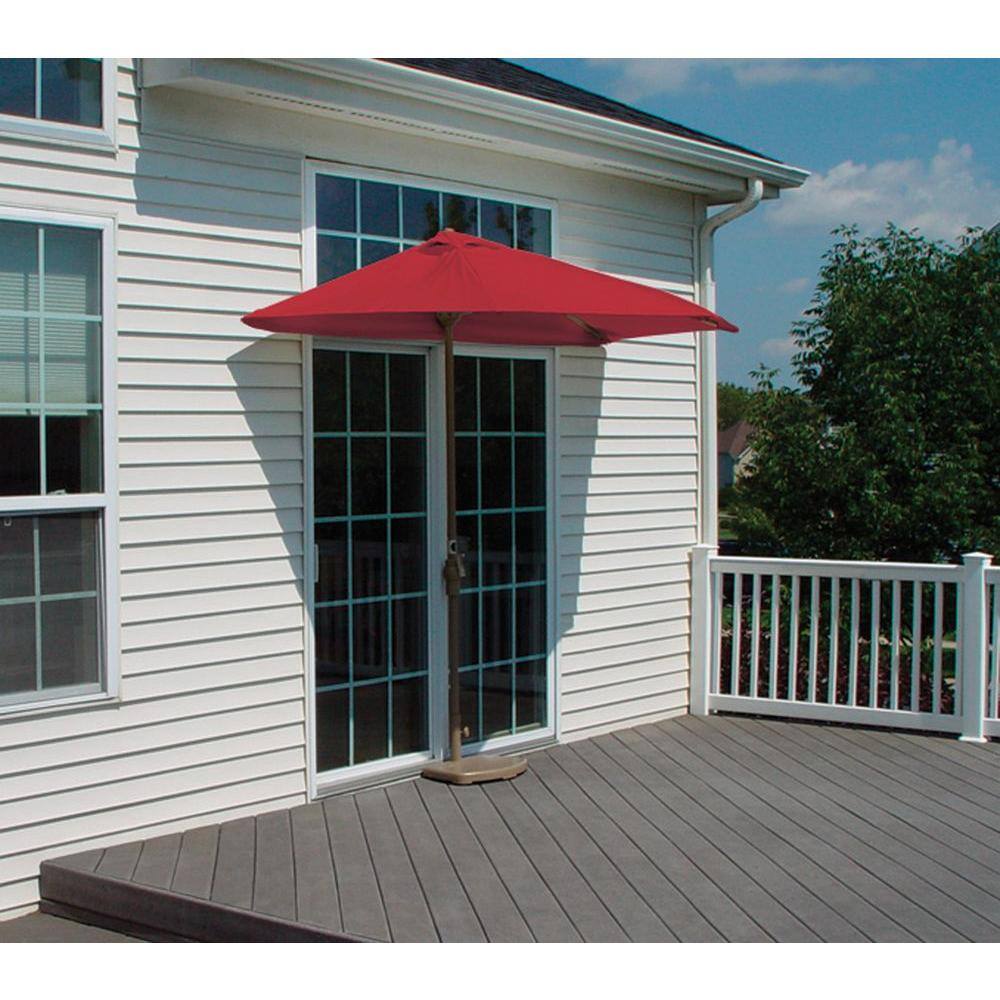 Red Sunbrella Half Market Umbrella with Aluminum Pole, 9 ft.