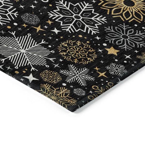Chantille Machine Washable Indoor/Outdoor Abstract ACN1823 Black 8 ft. x 10 ft. Area Rug