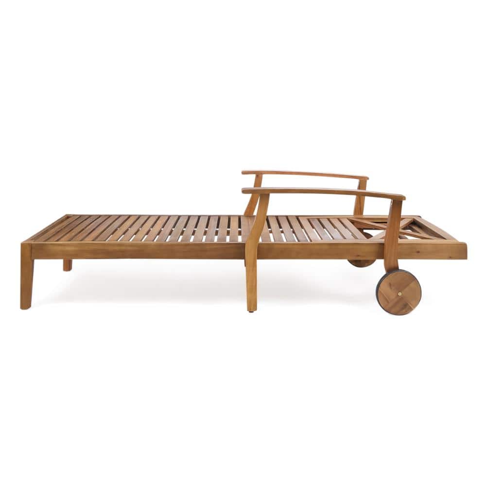 79 in. D x 29.5 in. W x 37.25 in. H Teak Finished Acacia Wood Chaise Lounge Chair with Wheels for Patio price history on PriceWatchPro