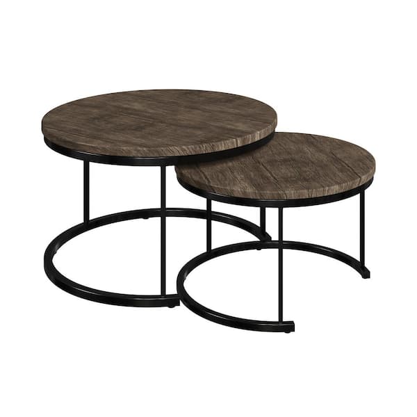 Lavish Home Round 29 in. Coffee Table Set-2-Piece Nesting Tables