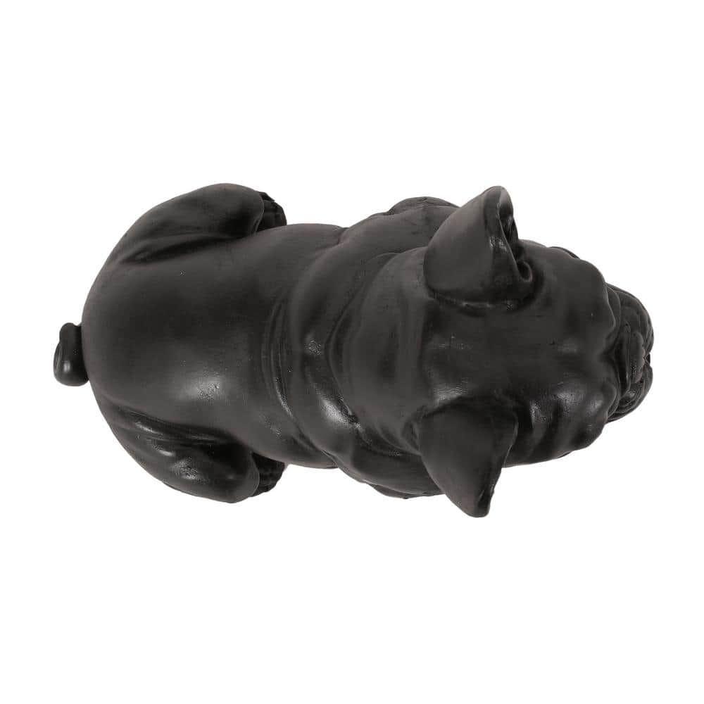 Matte Black Cast Stone French Bulldog Outdoor Garden Statue