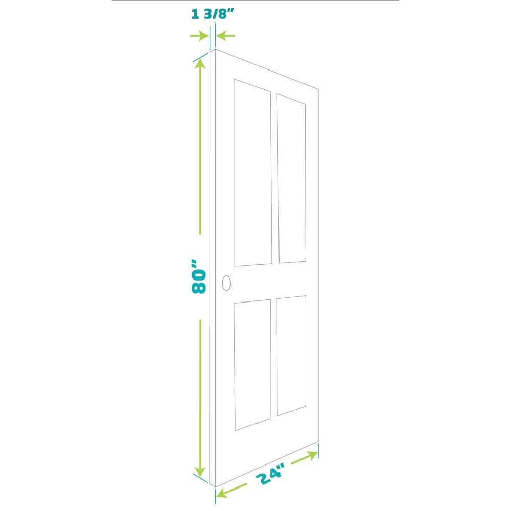 24" x 80" White Primed Pine Door with Frosted Glass Panels