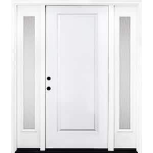 68 in. x 80 in. Element Series 1-Panel RHIS Primed White Steel Prehung Front Door w/ Double 14 in. Rain Glass Sidelites